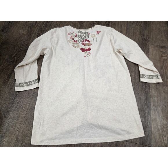 Karyn Seo Top Medium Tan Embroidered Floral Handmade Blouse Shirt - Picture 6 of 6